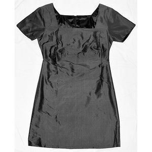 New/Unworn Tailor-Made, One-of-a-Kind Silk or Taffeta Square-Neck Dress (LBD)